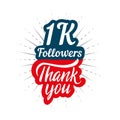 Thank you 1K followers card for celebrating many followers in social network